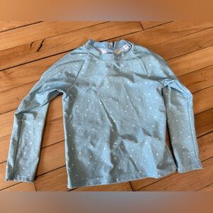 Minnow blue polka dot long‎ sleeve uv protection kids swim top rash guard